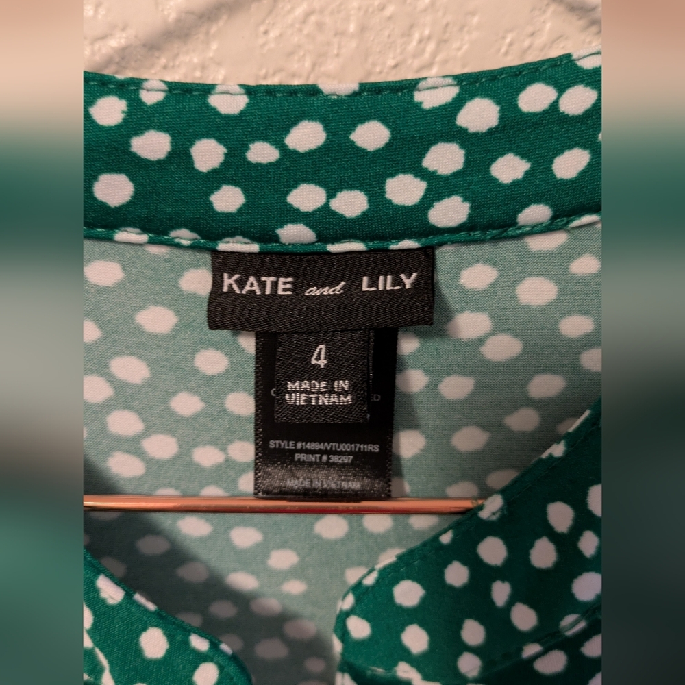 Kate & Lily Kelly Green Polka Dot Dress - Picture 6 of 7